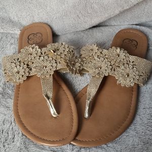 Gold flower sandals